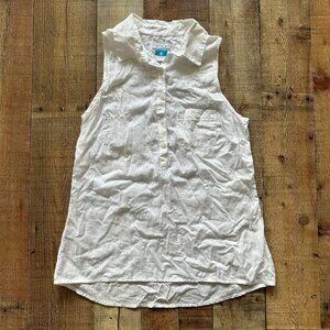 Columbia Sleeveless White Button-Up Eyelet Blouse Womens Small 100% Cotton